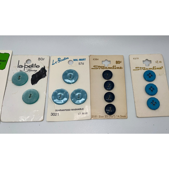 Vintage Buttons Carded Le Bouton Streamline Shades of Blue buttons Navy Pearl - Picture 5 of 10